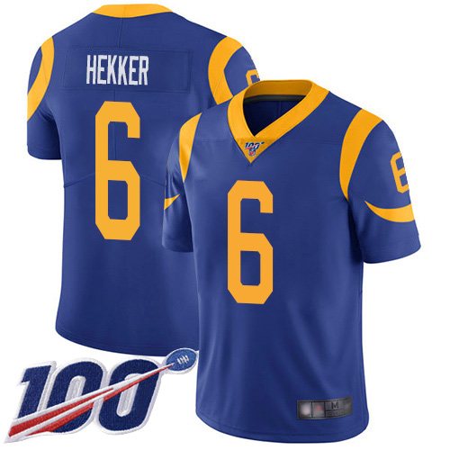 Los Angeles Rams Limited Royal Blue Men Johnny Hekker Alternate Jersey NFL Football #6 100th Season Vapor Untouchable->los angeles rams->NFL Jersey